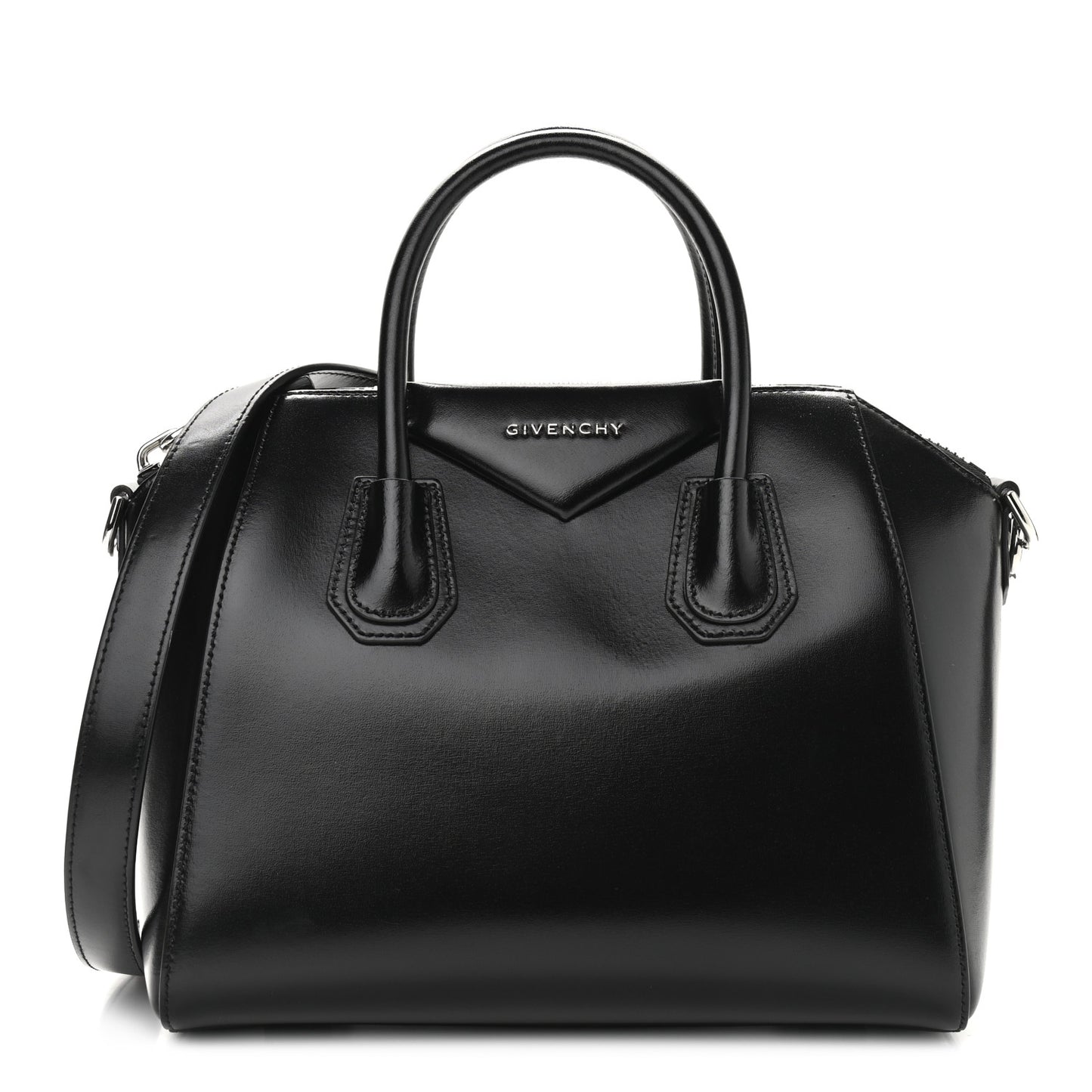 Shiny Lord Calfskin Small Antigona Black