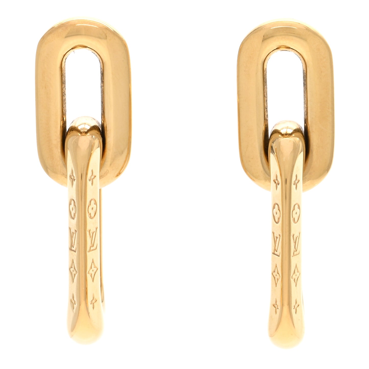 Metal LV Edge Double Hoop Earrings Gold