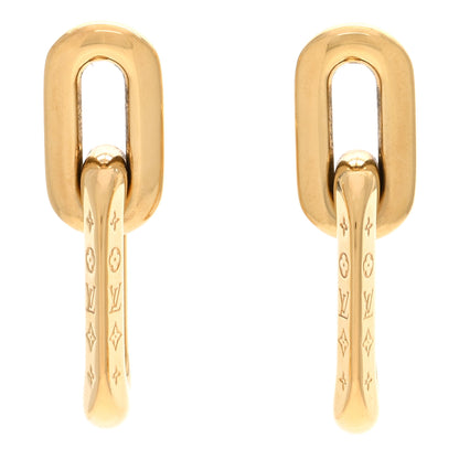 Louis Vuitton Metal LV Edge Double Hoop Earrings Gold 1 of 5