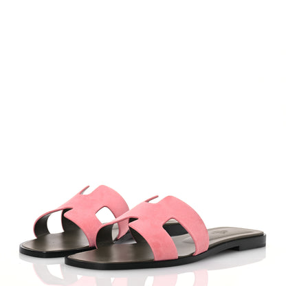Hermes Suede Goatskin Oran Sandals 39.5 Rose Du Desert 3 of 9