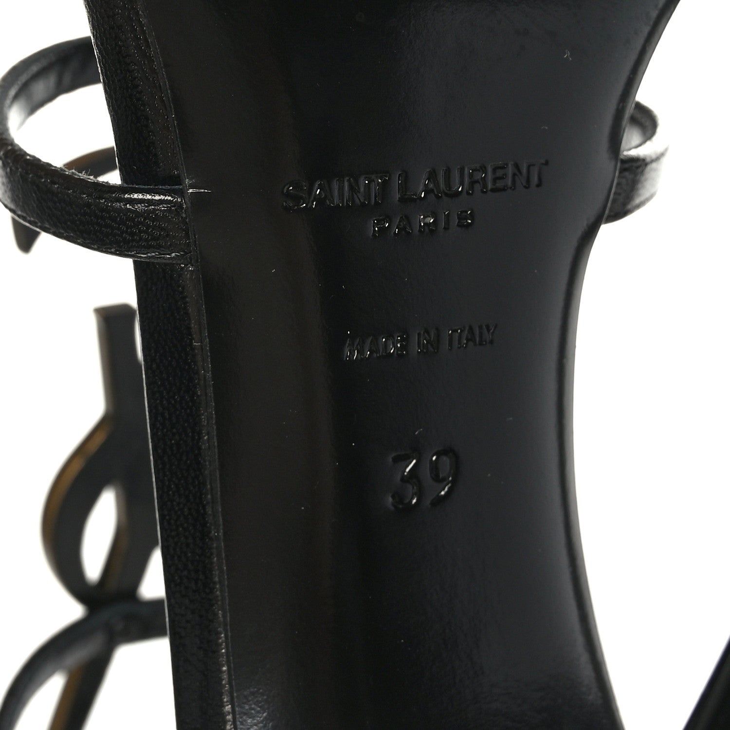 Saint Laurent Calfskin Cassandra 110 Sandals 39 Black Gold 7 of 7