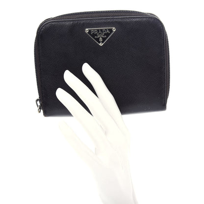 Prada Saffiano Metal Compact Wallet Black 2 of 14