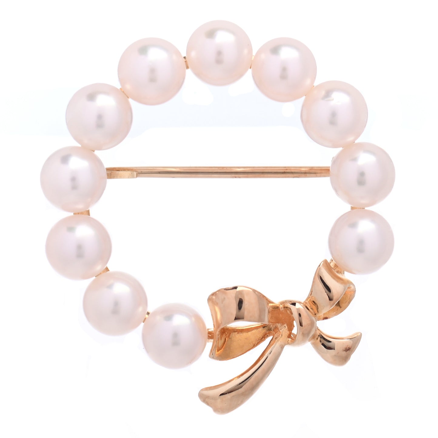 14K Yellow Gold Akoya Pearl Wreath Brooch