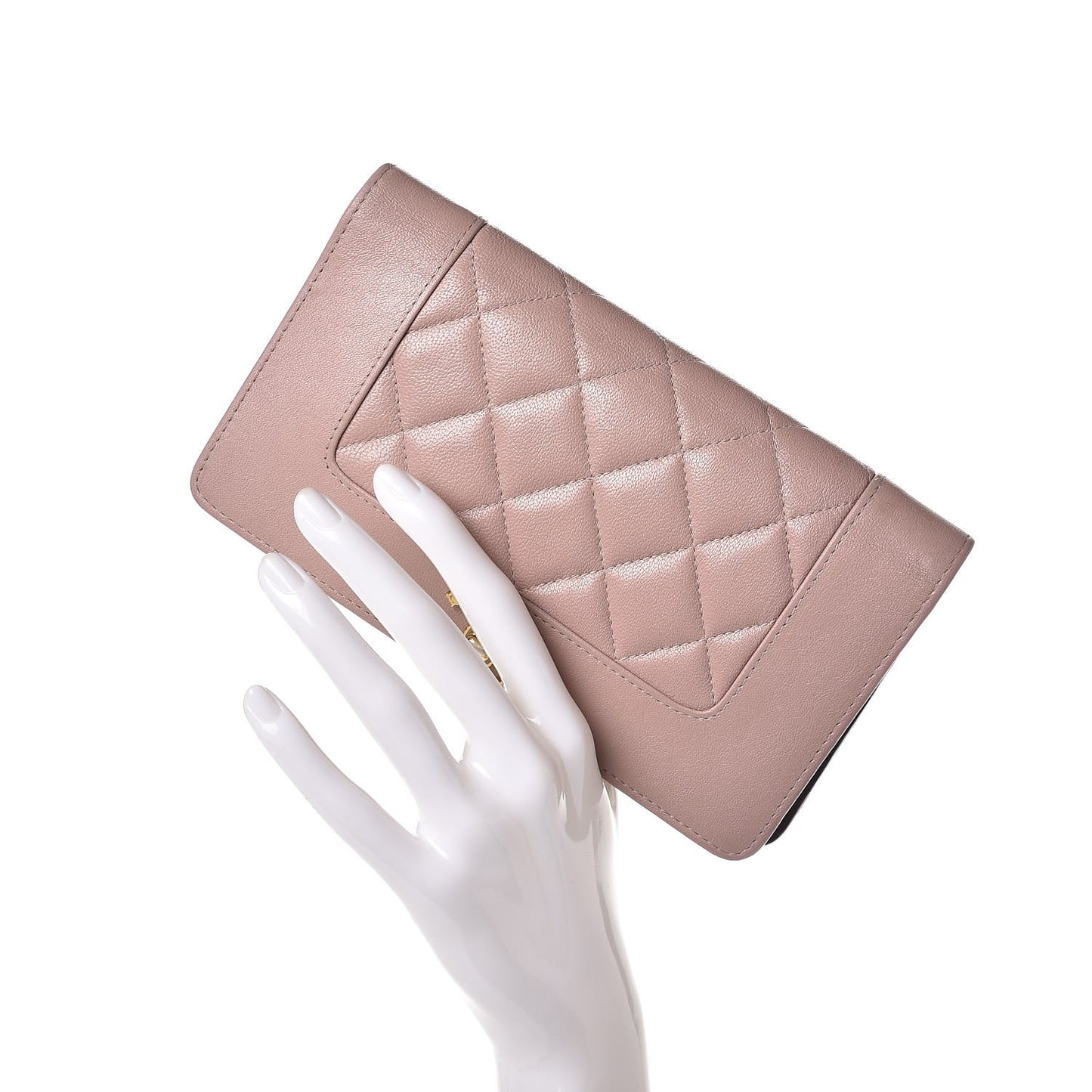 Sheepskin Quilted Mademoiselle Vintage Yen Wallet Pink