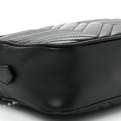 Gucci Calfskin Matelasse Monochrome Small GG Marmont Chain Shoulder Bag Black 10 of 11