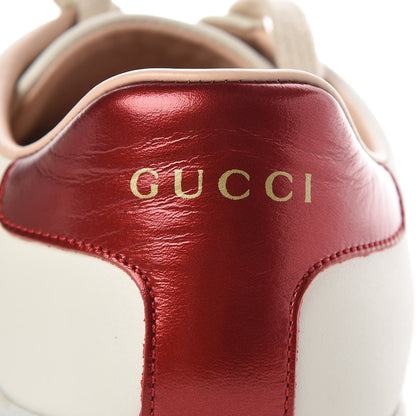 Gucci Calfskin Stripe Womens New Ace Sneakers 37.5 New Mystic White Ecru Red Flame 7 of 15