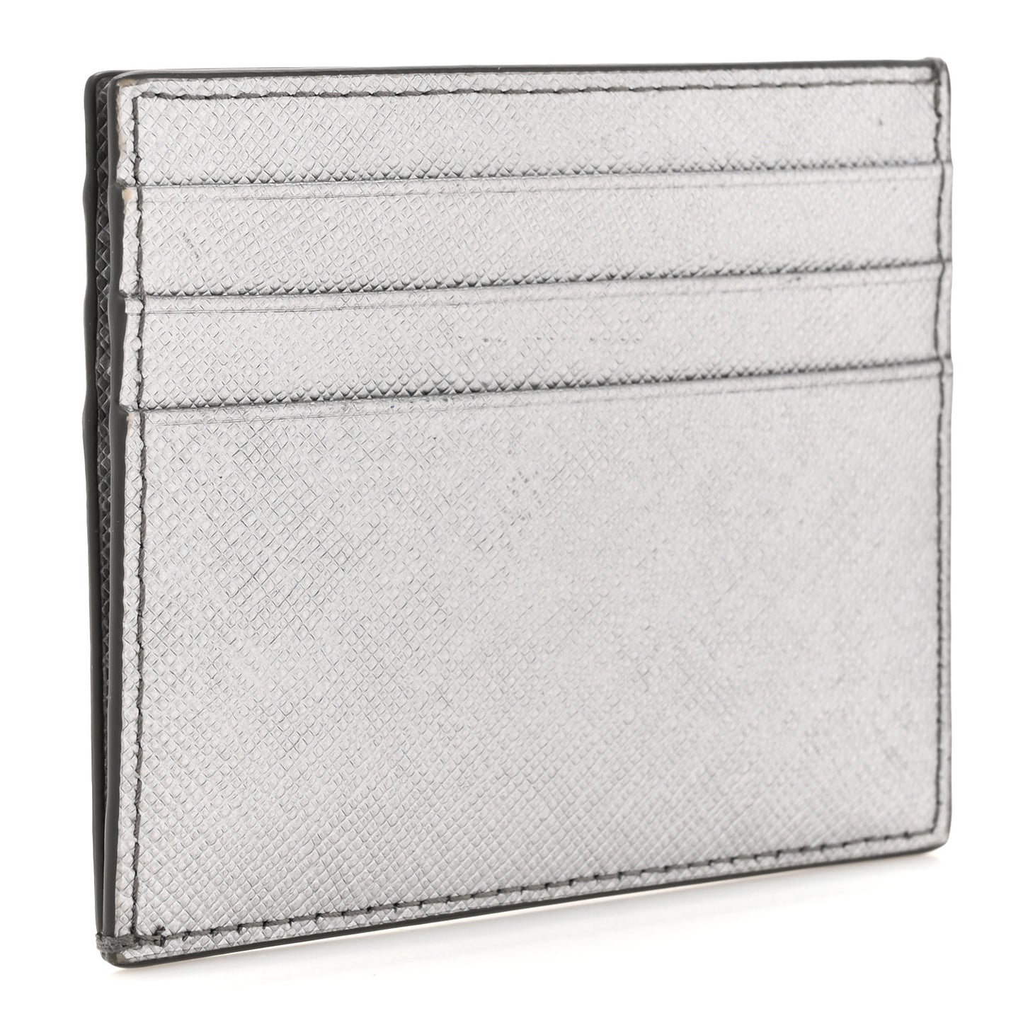 Metallic Saffiano Triangle Card Holder Cromo