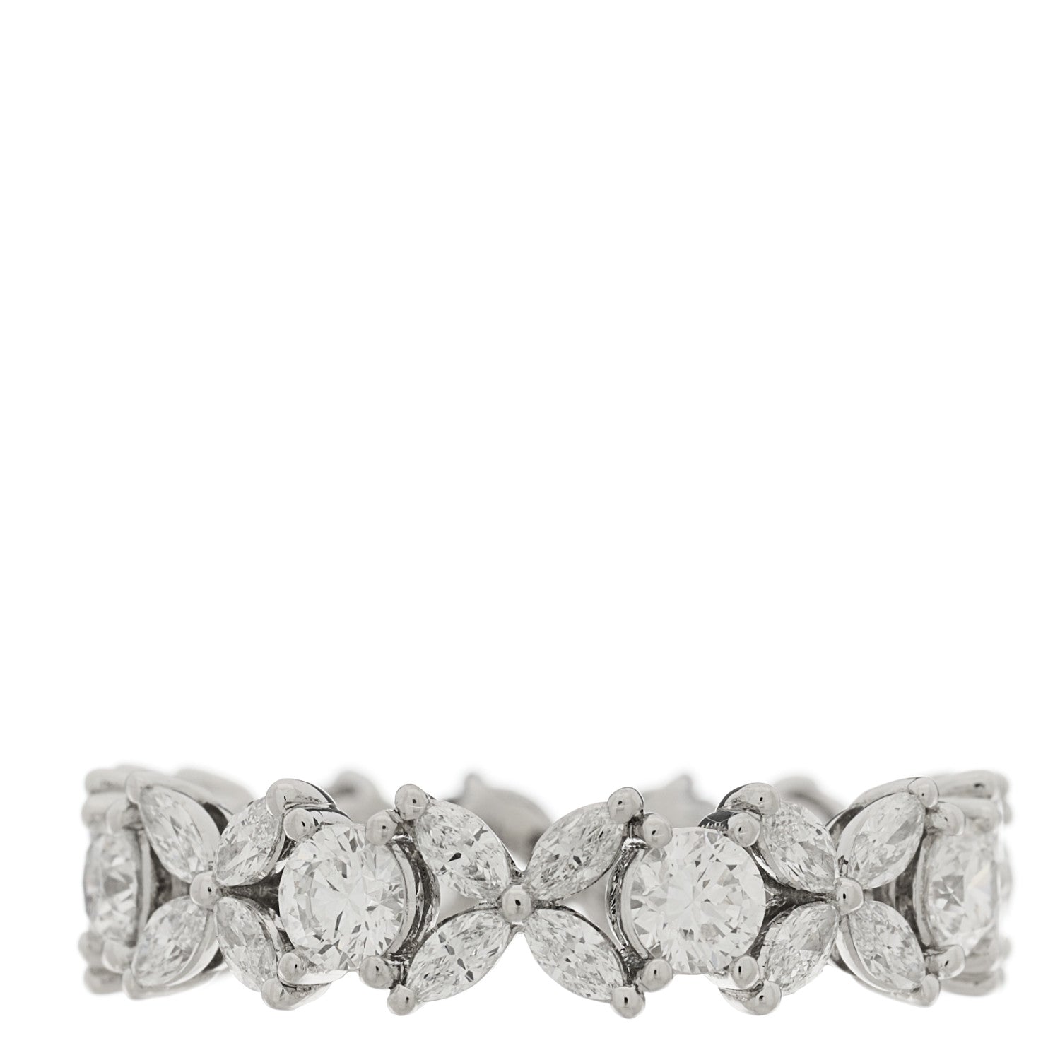 Tiffany Platinum Diamond Victoria Alternating Band Ring 53 6.5 3 of 5