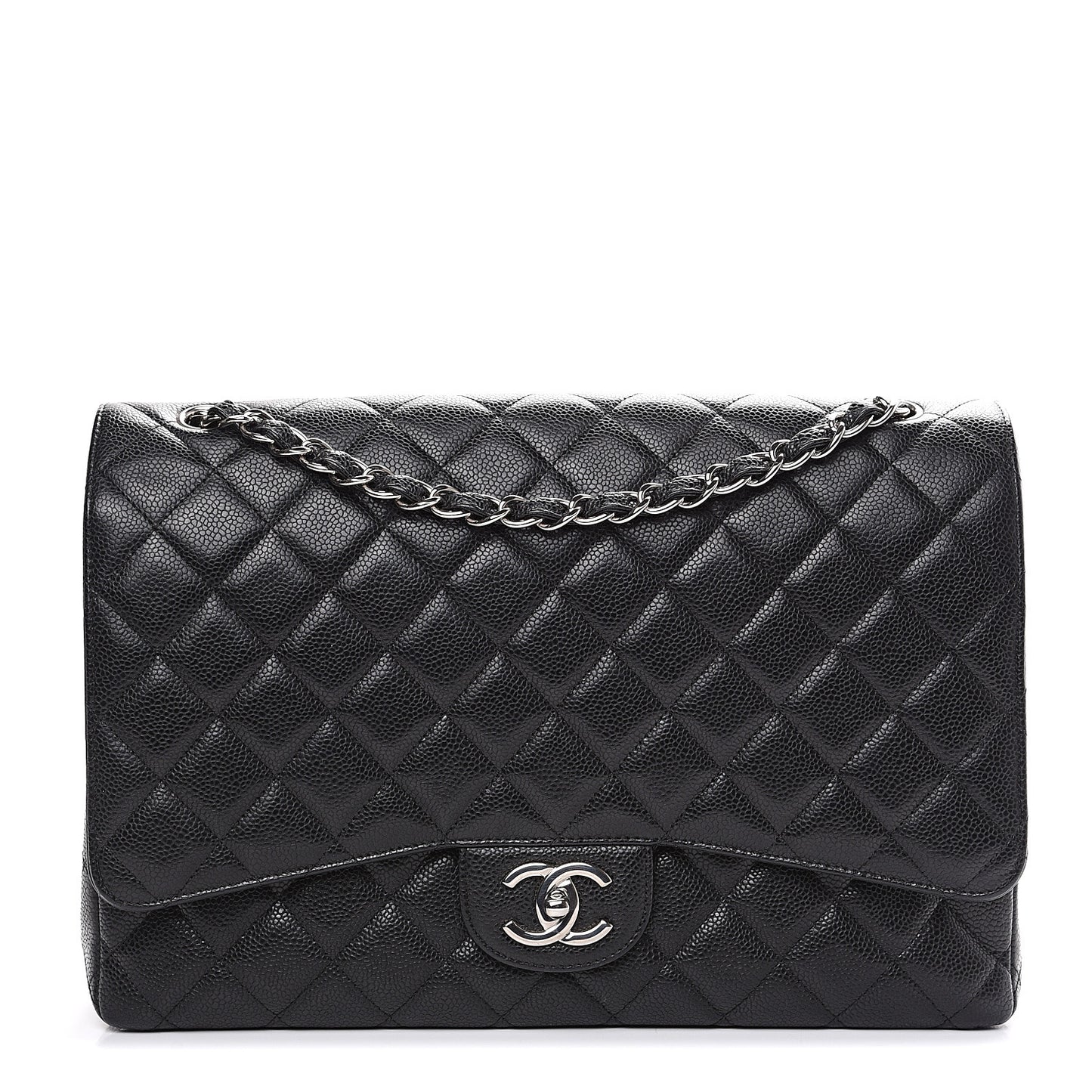 Caviar Quilted Maxi Double Flap Black