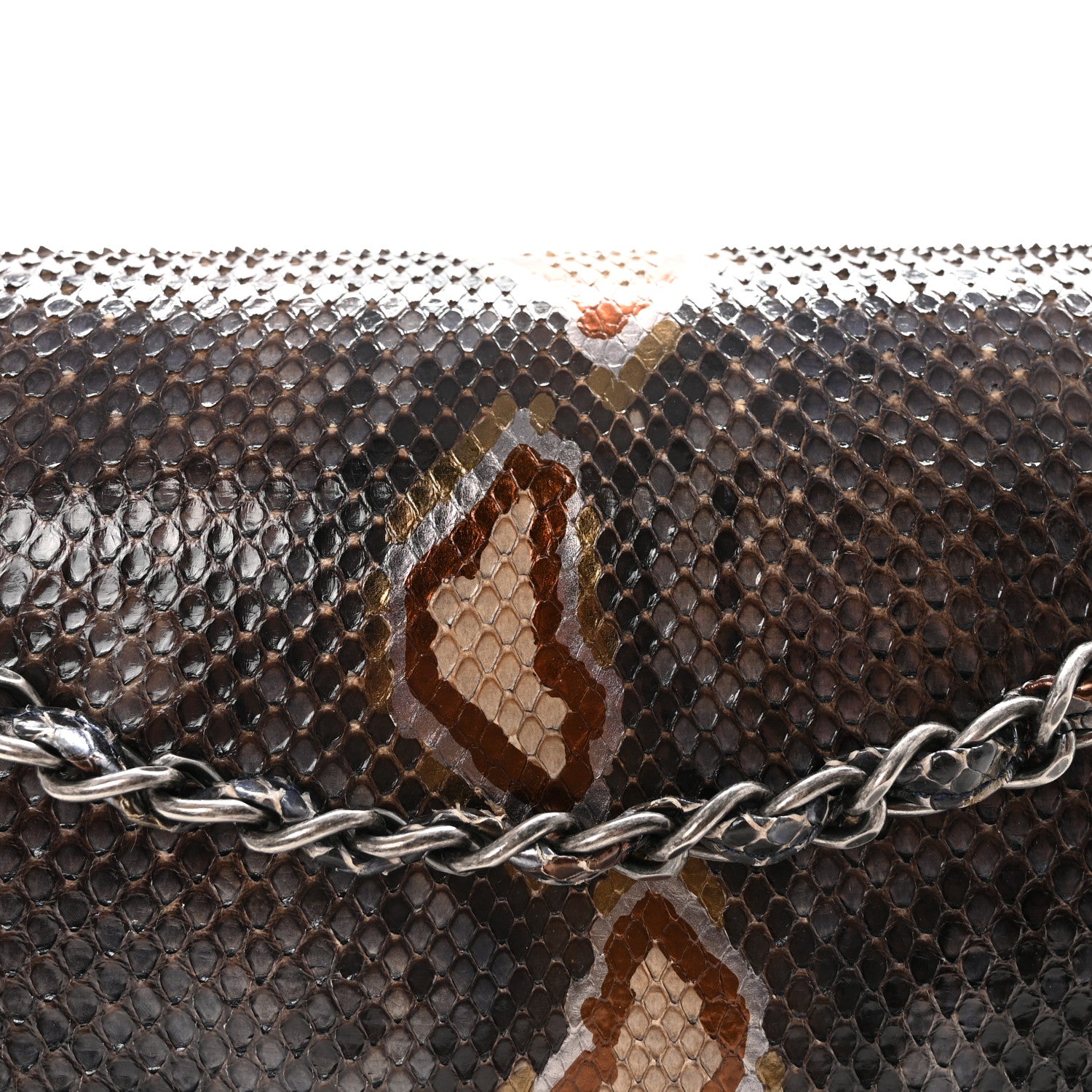 Chanel Metallic Snakeskin Jumbo Double Flap Blue 8 of 10