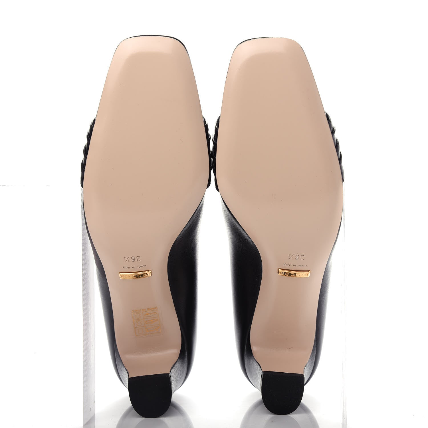 Gucci Malaga Kid Half Moon GG Square Toe Pumps 38.5 Black 6 of 11