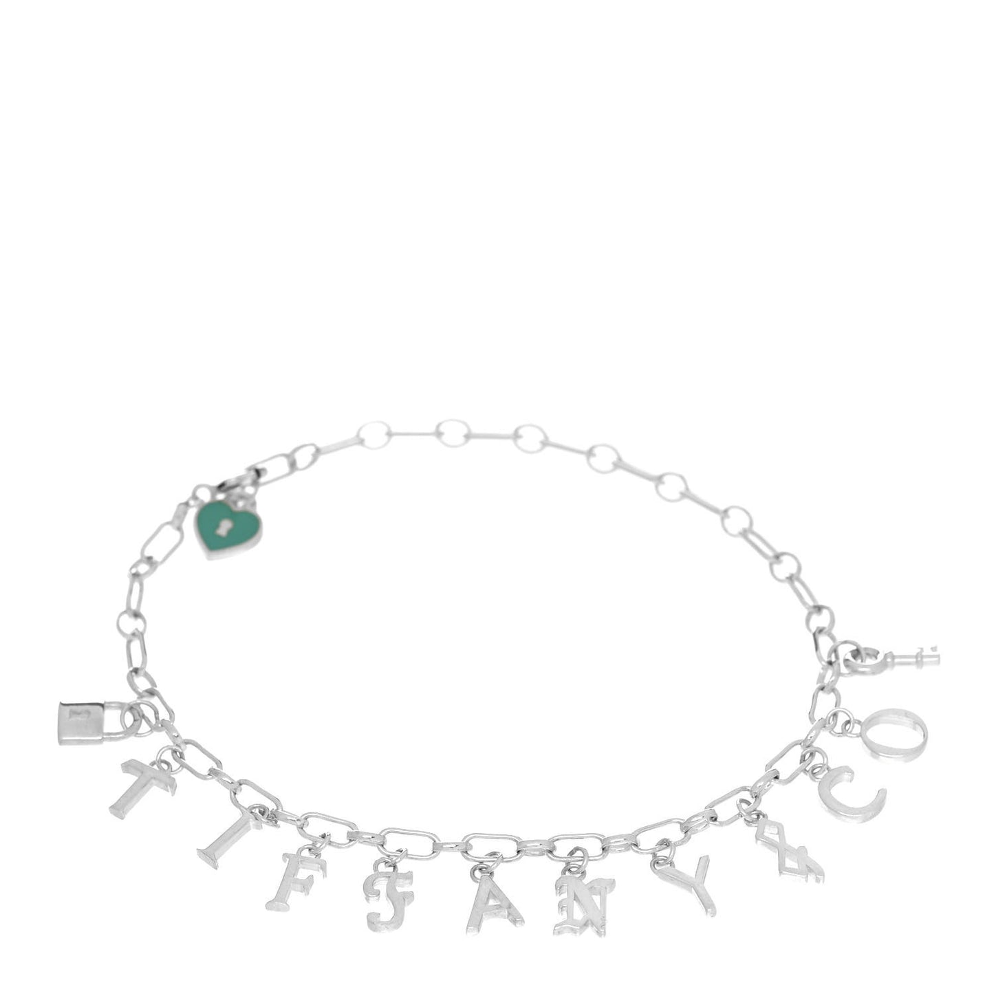 Sterling Silver Enamel Love Notes Logo Charm Bracelet Blue