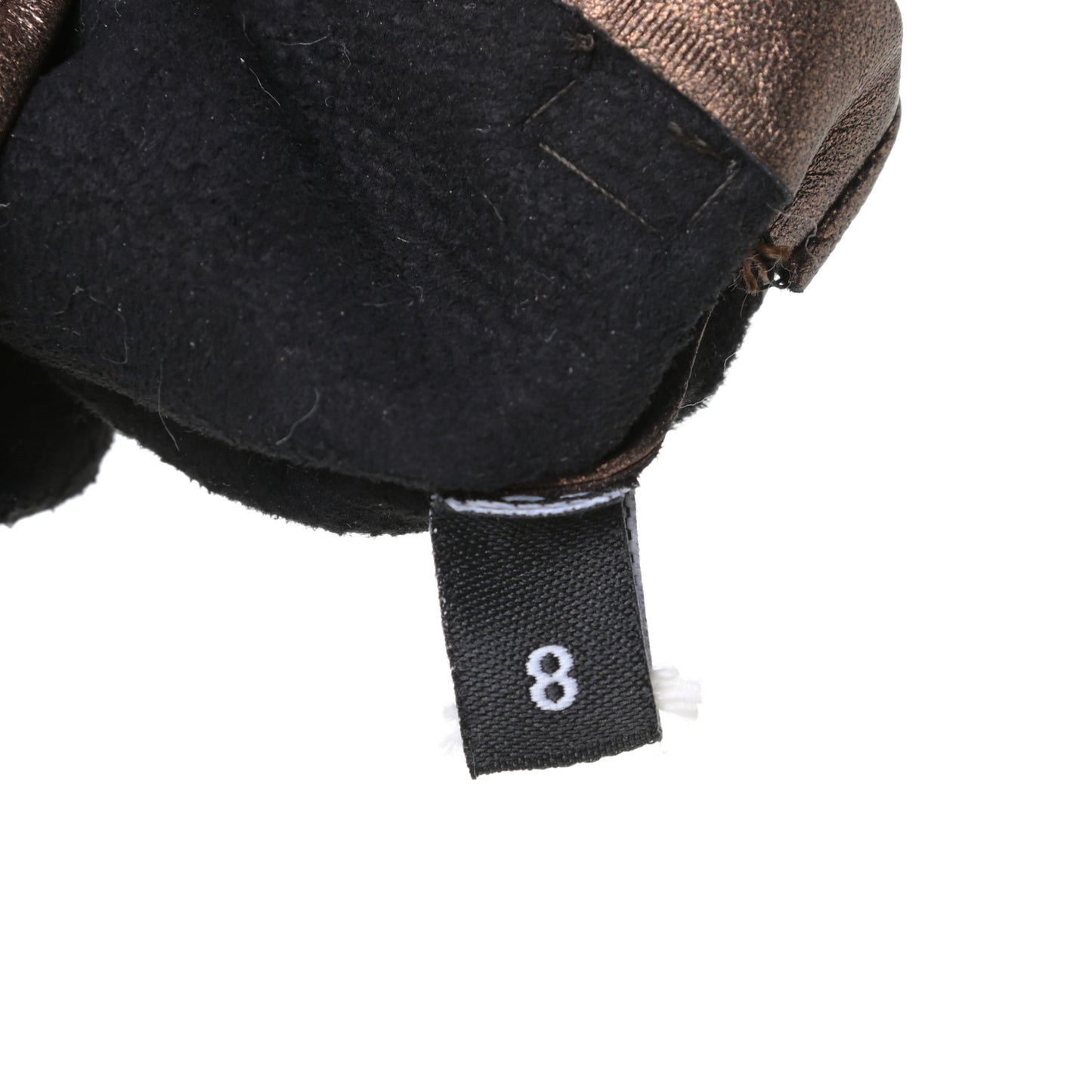Metallic Lambskin Long Gloves 8 Black Brown