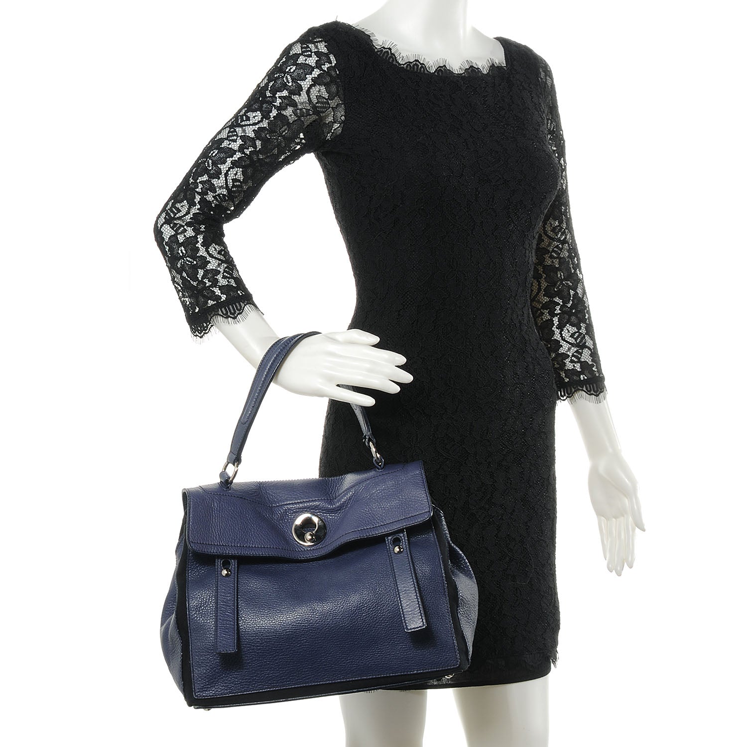 Saint Laurent Leather Medium Muse Two Navy 2 of 7