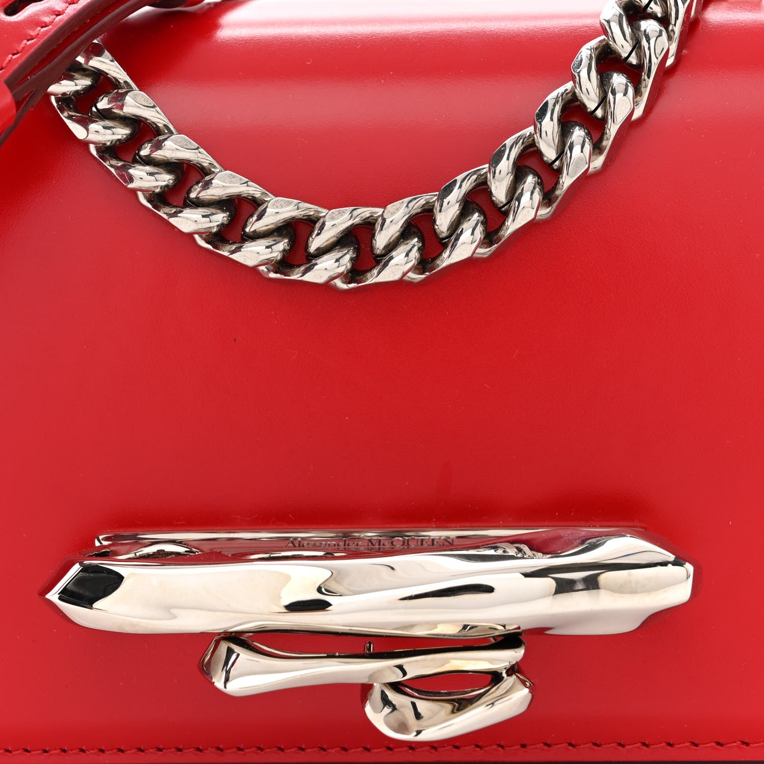 Alexander McQueen Calfskin Sculptural Knuckle Crossbody Red 8 of 10