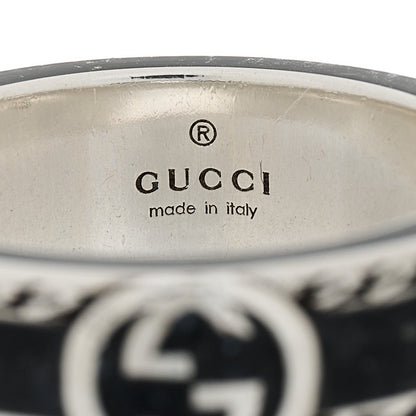 Gucci Sterling Silver Enamel Interlocking G Band Ring 54 7 5 of 6