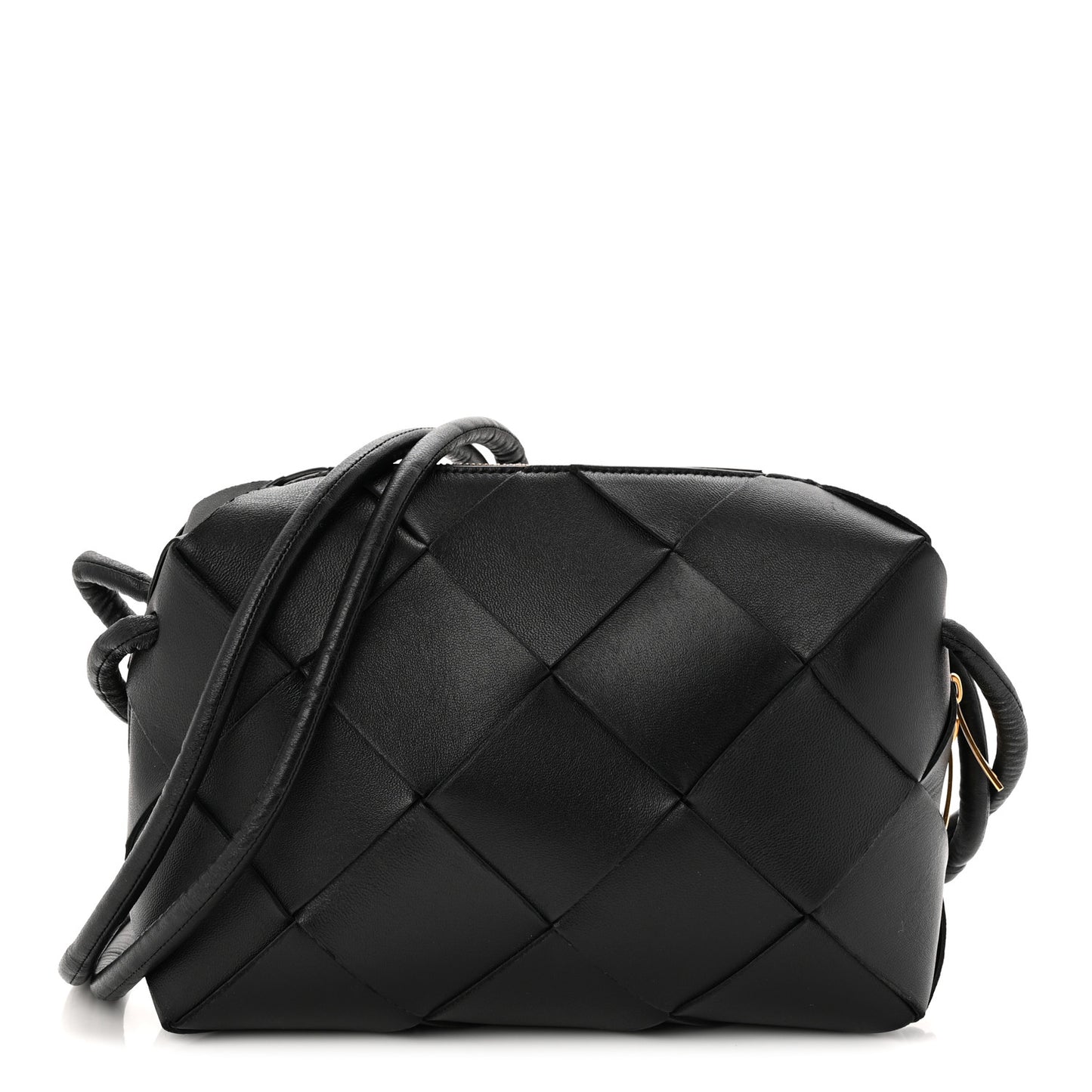 Lambskin Maxi Intrecciato Small Cassette Camera Bag Black