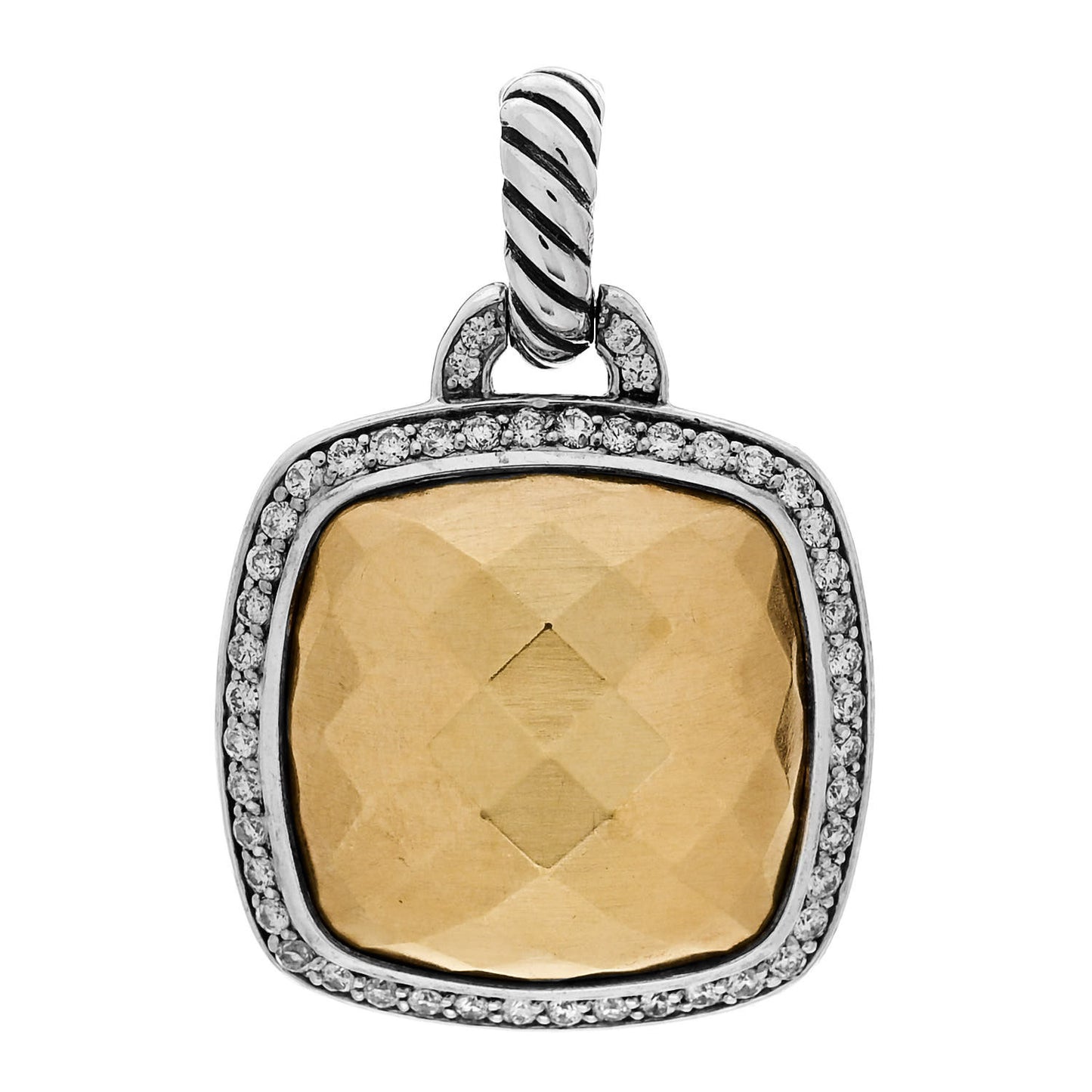 Sterling Silver 18K Yellow Gold Diamond 17mm Albion Enhancer Pendant