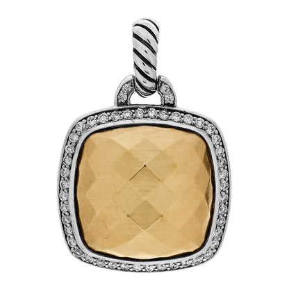 David Yurman Sterling Silver 18K Yellow Gold Diamond 17mm Albion Enhancer Pendant 1 of 4