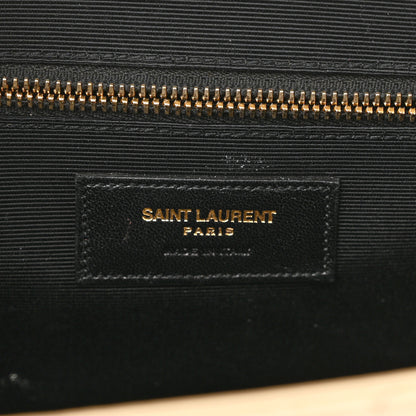 Saint Laurent Grain De Poudre Matelasse Chevron Large Monogram Satchel Dark Beige 6 of 13