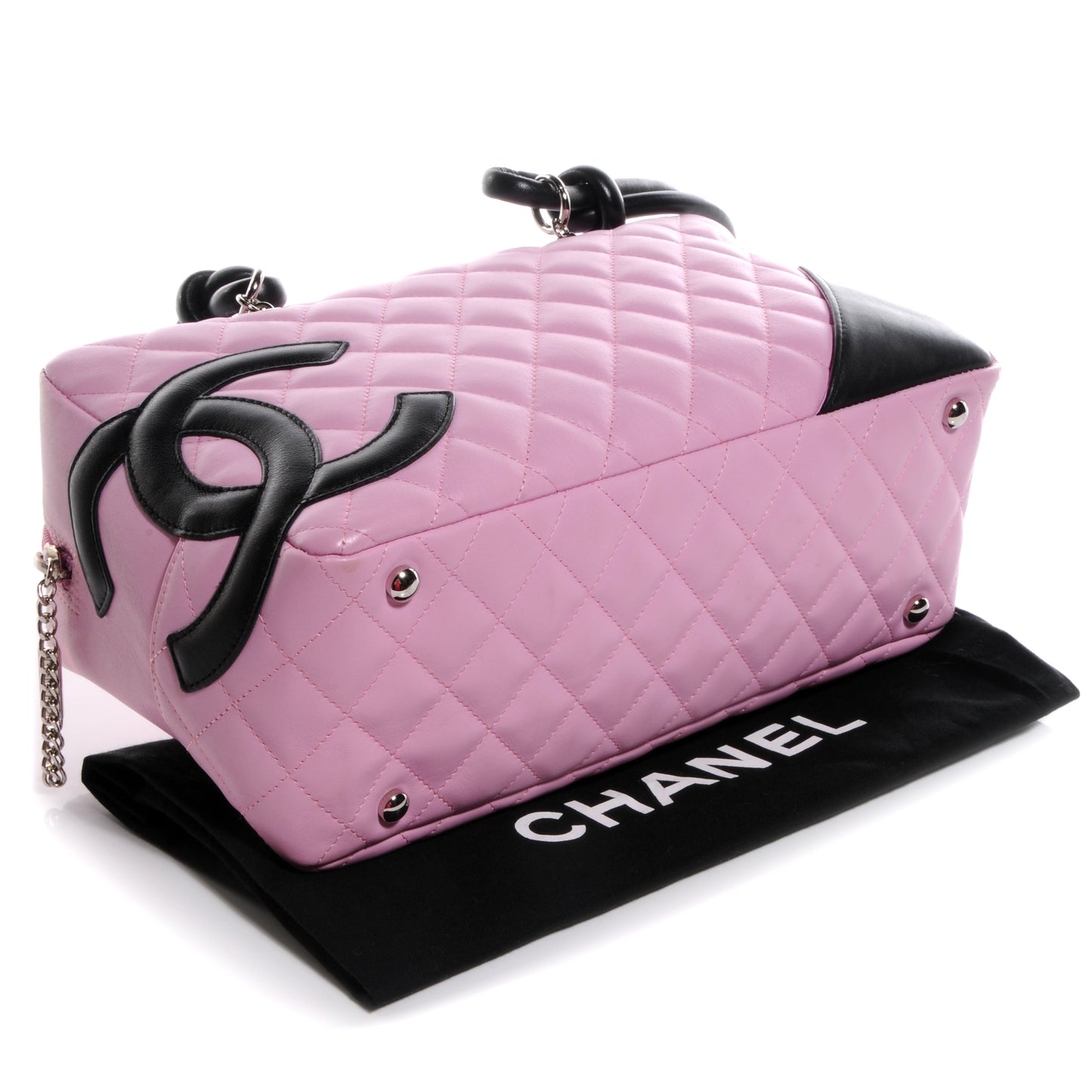 Calfskin Quilted Large Cambon Bowler Pink Black