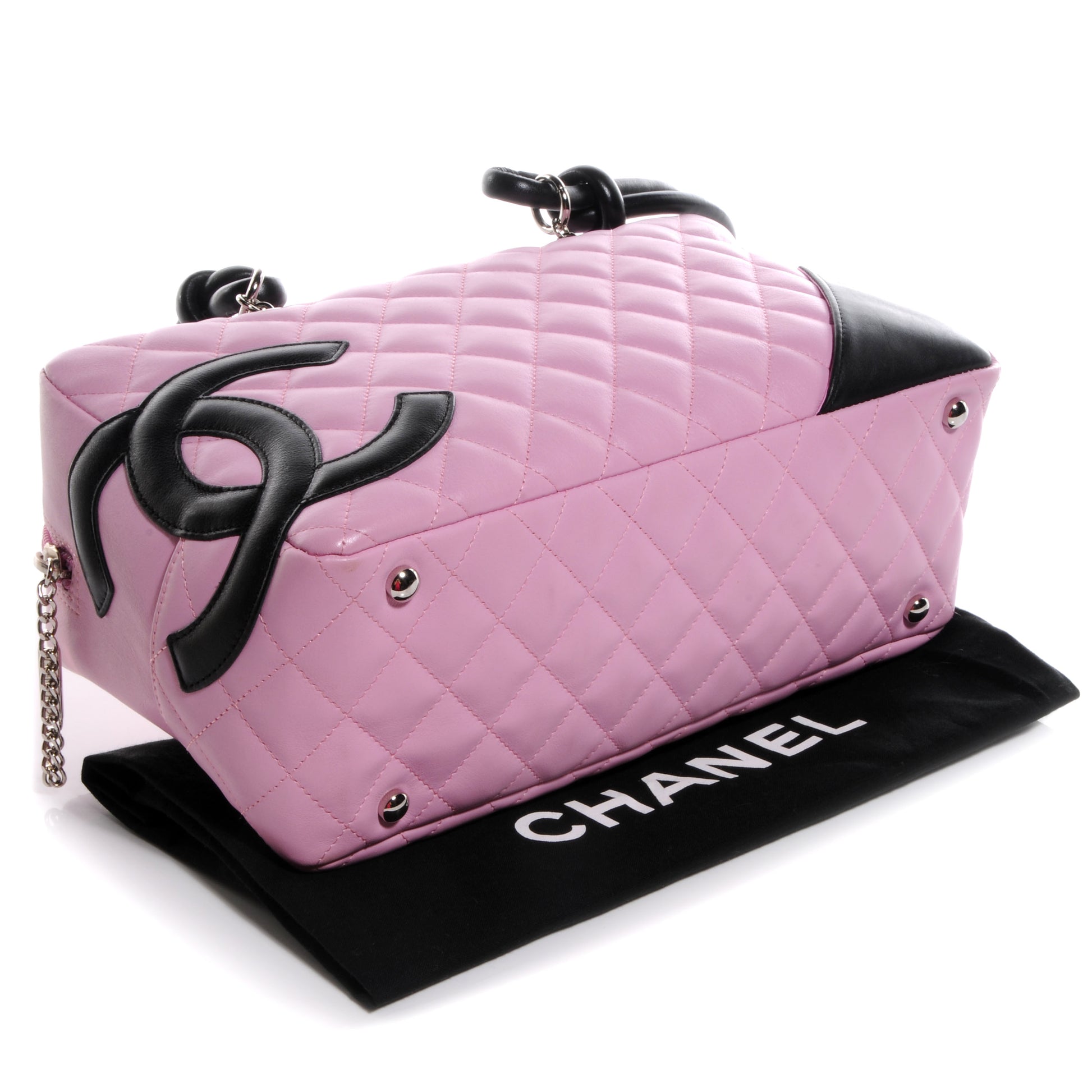 Chanel Calfskin Quilted Large Cambon Bowler Pink Black 4 of 7