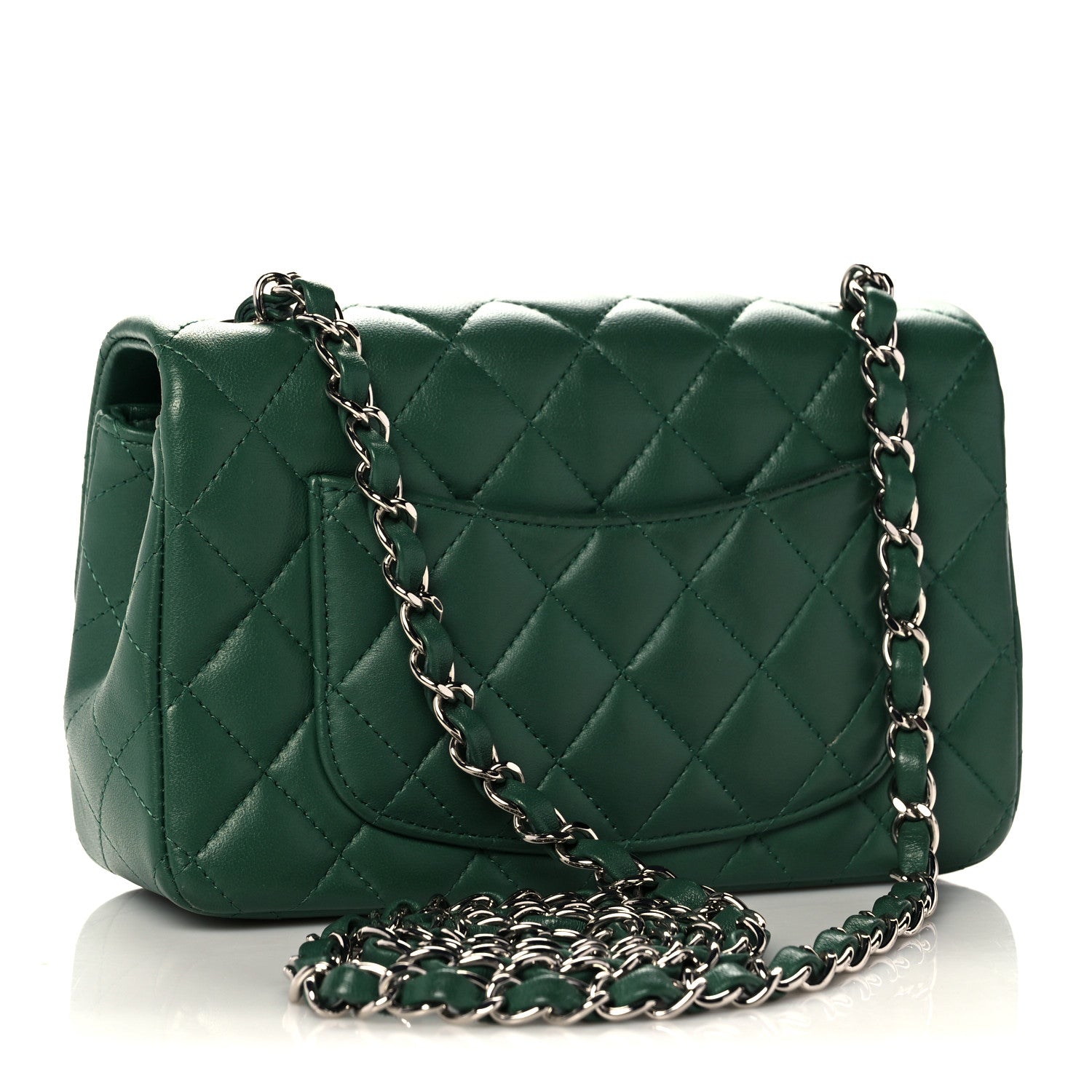 Chanel Lambskin Quilted Mini Rectangular Flap Green 2 of 9