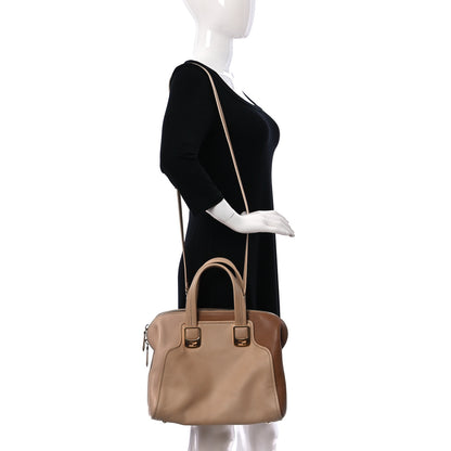 Fendi Capra Vitello Dolce Marmol Colorblock Small Chameleon Tote Cipria Makeup Camel 2 of 13
