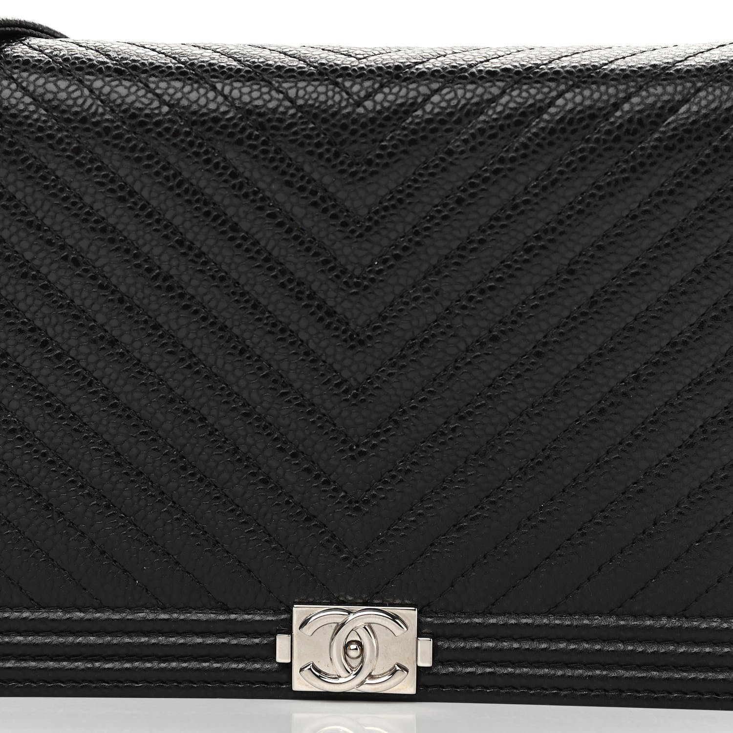 Chanel Caviar Chevron Quilted Boy Wallet On Chain WOC Black 9 of 13