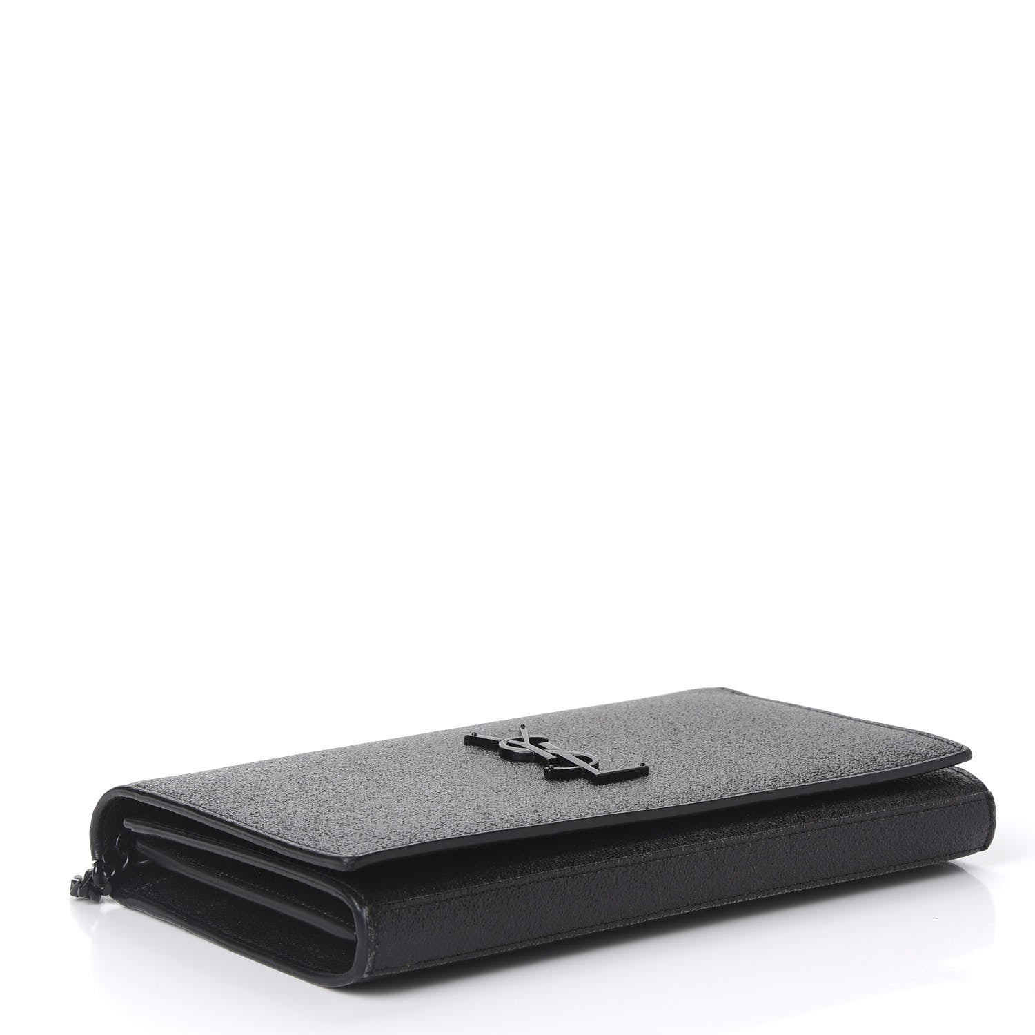 Saint Laurent Grained Metallic Calfskin Monogram Chain Wallet Black 3 of 11