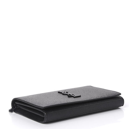 Saint Laurent Grained Metallic Calfskin Monogram Chain Wallet Black 3 of 11