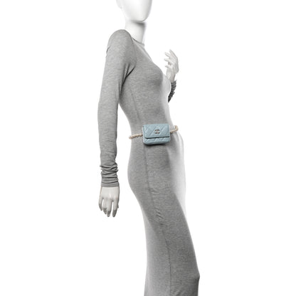 Chanel Lambskin Quilted Pearl Chain Belt Bag Light Blue 2 of 11