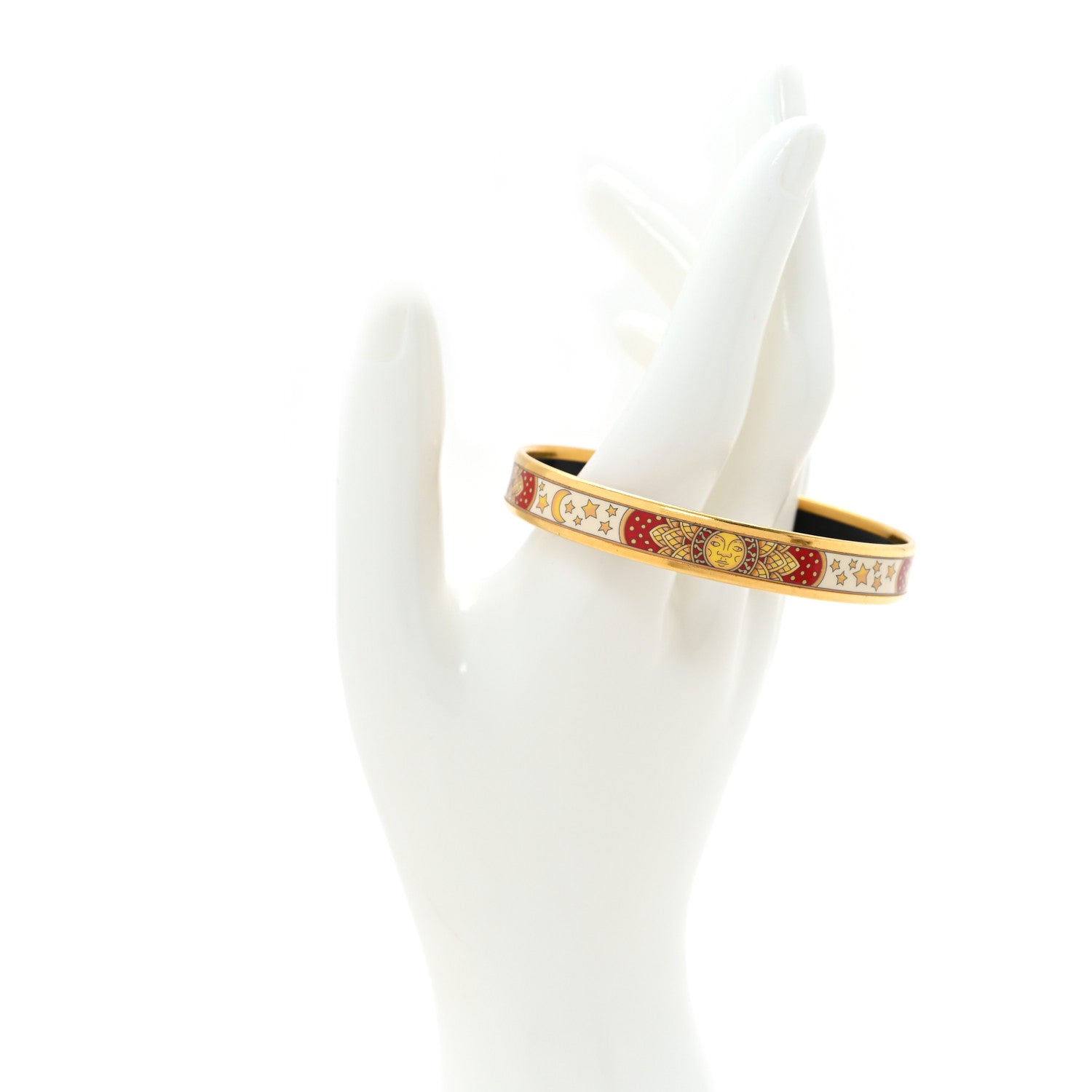 Hermes Enamel Printed Narrow Sun Moon Stars Bracelet 70 2 of 5