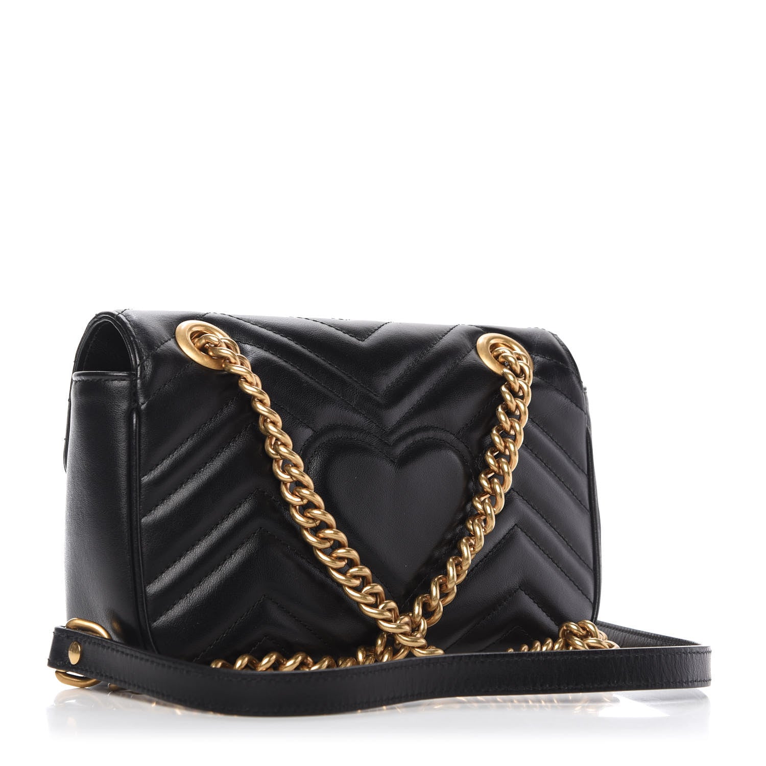 Gucci Calfskin Matelasse Mini GG Marmont Shoulder Bag Black 3 of 10