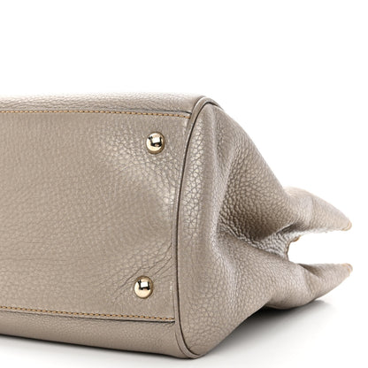 Gucci Metallic Pebbled Calfskin Medium Bamboo Shopper Tote Golden Beige 12 of 16