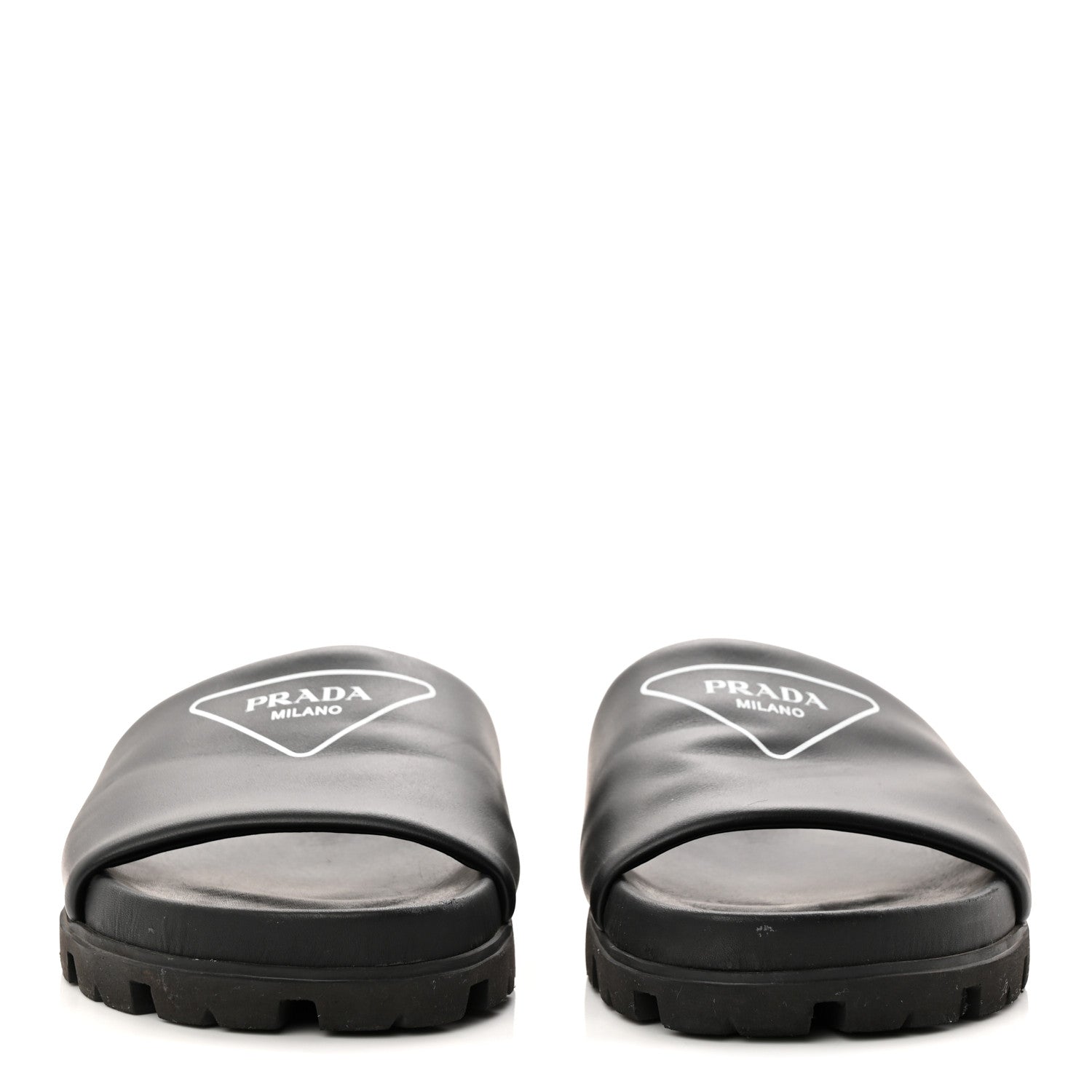 Prada Nappa Womens Lug Sole 20mm Slide Sandals 39 Black 3 of 9