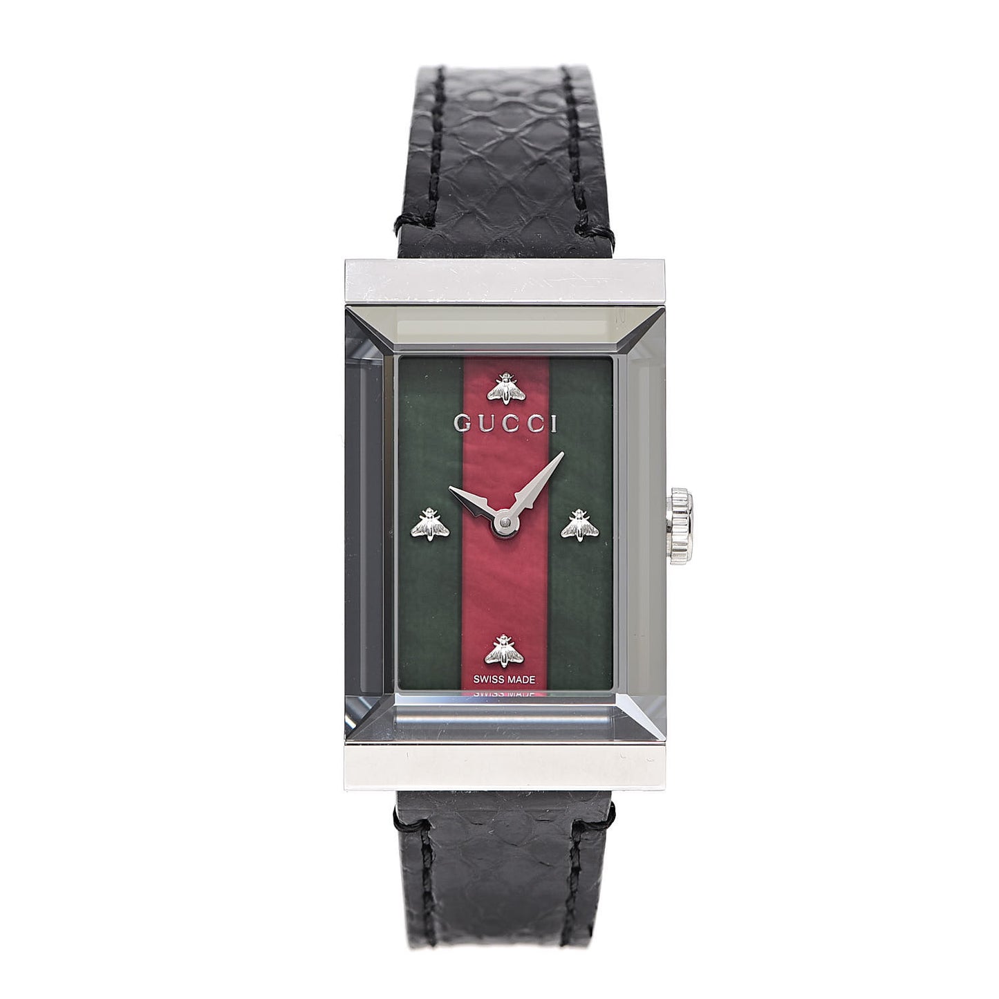 Stainless Steel Lizard 21mm Web G-Frame Quartz Watch Green