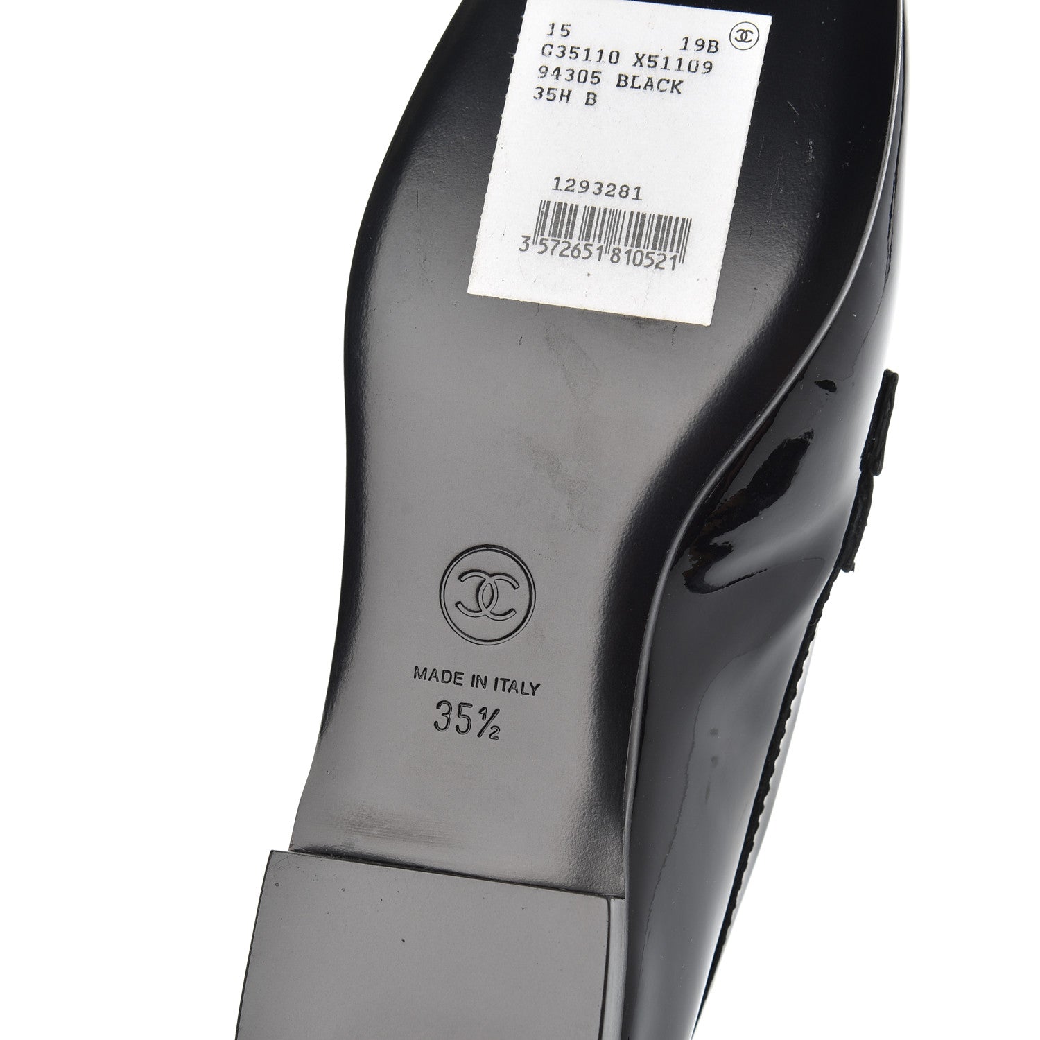 Chanel Patent CC Mocassin Loafers 35.5 Black 13 of 15
