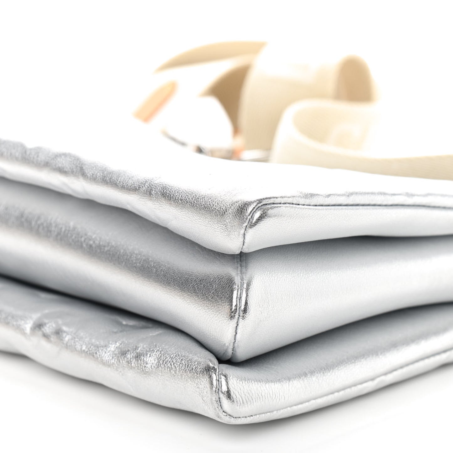Metallic Lambskin Embossed Monogram Coussin PM Silver