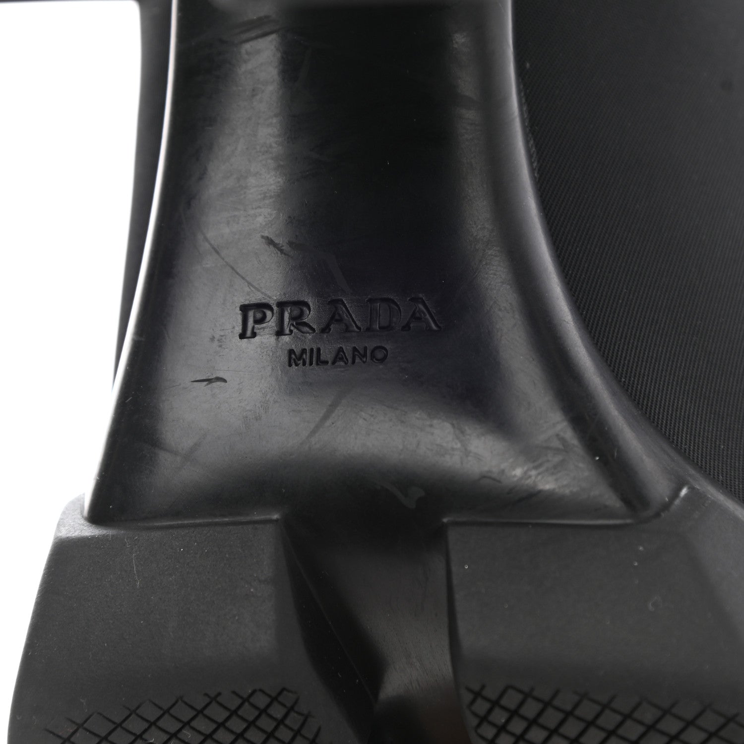 Prada Spazzolato Re-Nylon Metal Triangle Logo 110mm Ankle Boots 37.5 Black 6 of 11