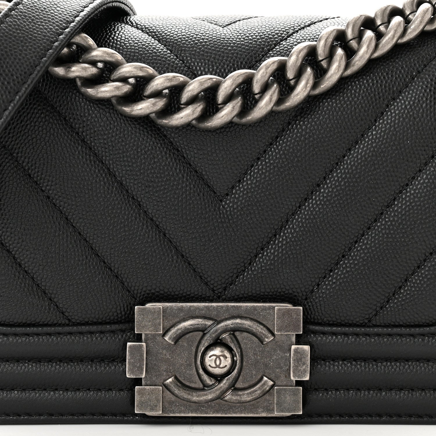 Chanel Caviar Chevron Quilted Small Boy Flap Black 8 of 11