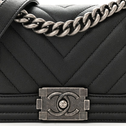Chanel Caviar Chevron Quilted Small Boy Flap Black 8 of 11