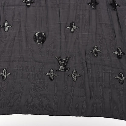 Louis Vuitton Silk Crepe Monogram Scarf Black 5 of 5