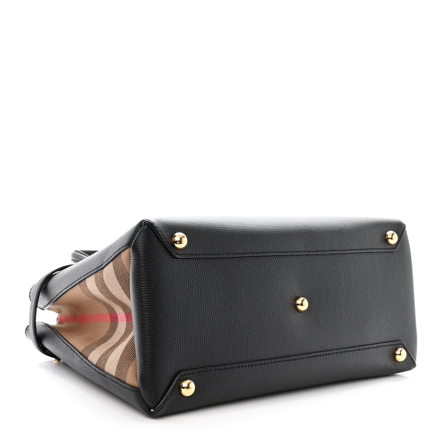 Grainy Calfskin House Check Medium Banner Tote Black