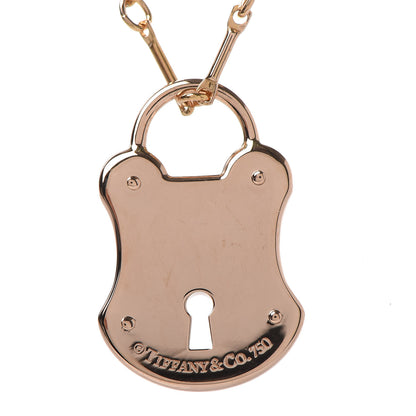 Tiffany 18K Rose Gold Emblem Lock Pendant Necklace 7 of 7