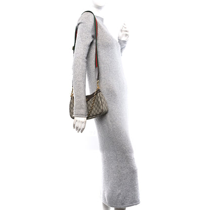 Gucci GG Supreme Monogram Textured Dollar Calfskin Web Small Ophidia GG Handbag Beige Ebony New Acero 2 of 11