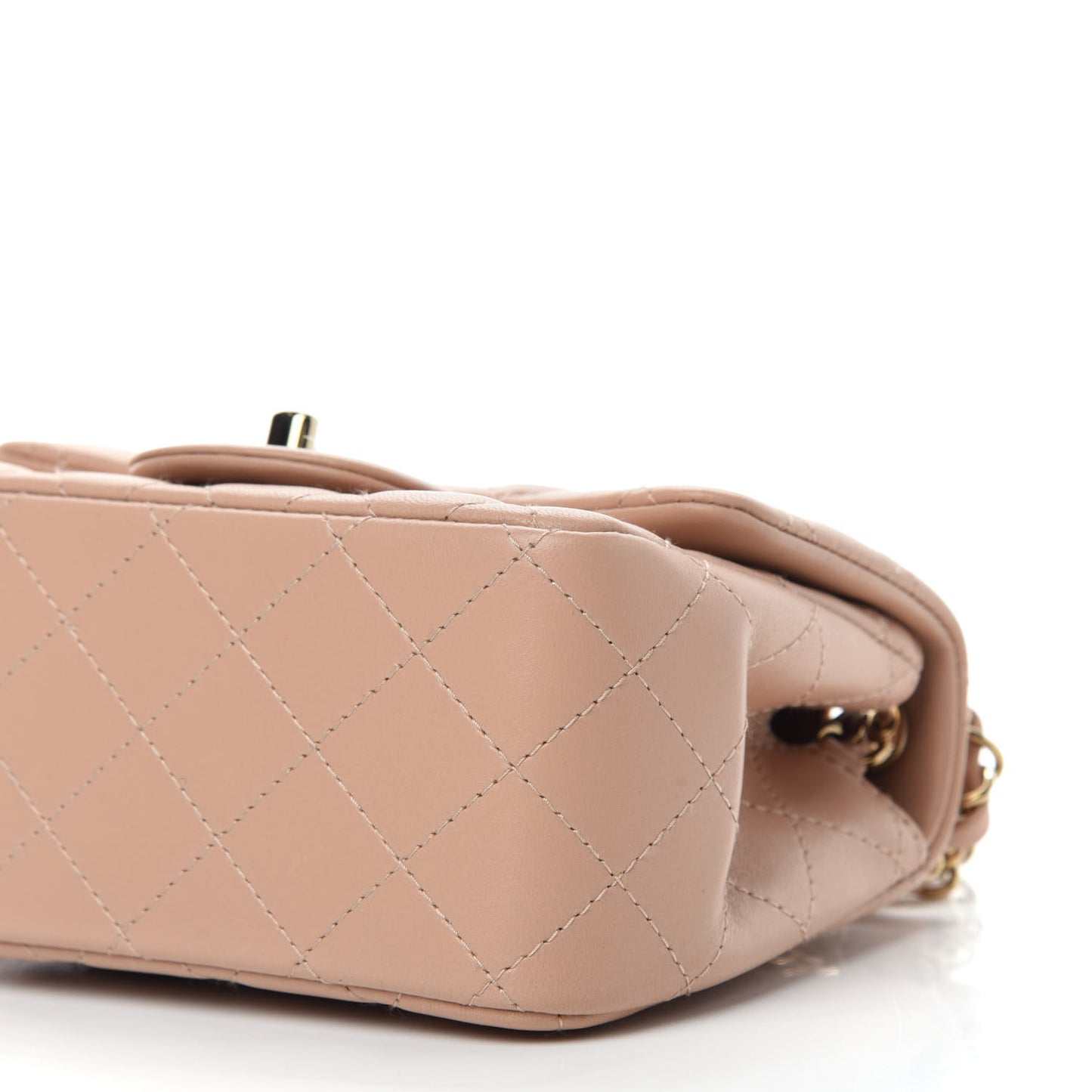 Lambskin Quilted Mini Square Flap Beige