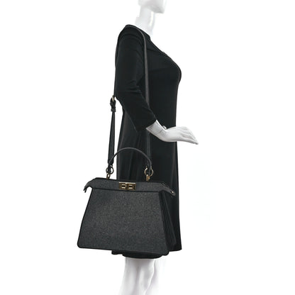 Fendi Melange Flannel Satin Threaded Edge Medium Peekaboo I SEE U Satchel Grigio Bois de Rose 2 of 11