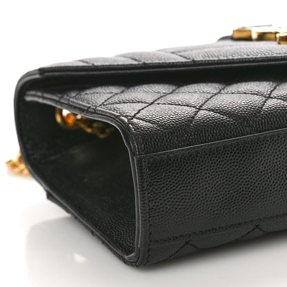 Saint Laurent Grain De Poudre Textured Mixed Matelasse Triquilt Small Monogram Satchel Black 9 of 10