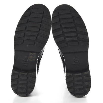 Chanel Crackled Calfskin Velvet Pearl Combat Short Boots 39.5 Black 5 of 10